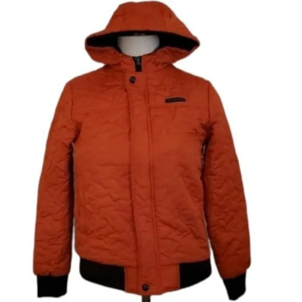iXtreme Youth Jacket Coat Winter Orange Wavy Quilted Zip Up BOYS Size 10 / 12